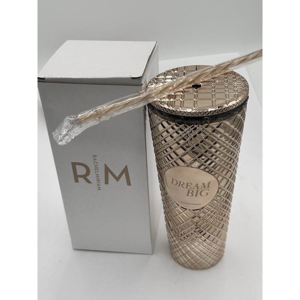 RACHEL MIRIAM Dream Big Metallic Gold Tumbler 24 oz - New in Packaging BPA Free
